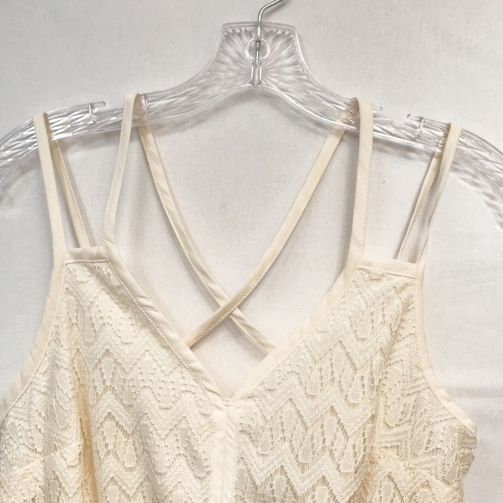 Xhilaration Chevron Lace Pocket Romper Size Small Boho Coquette Romantic Casual - Picture 3 of 6